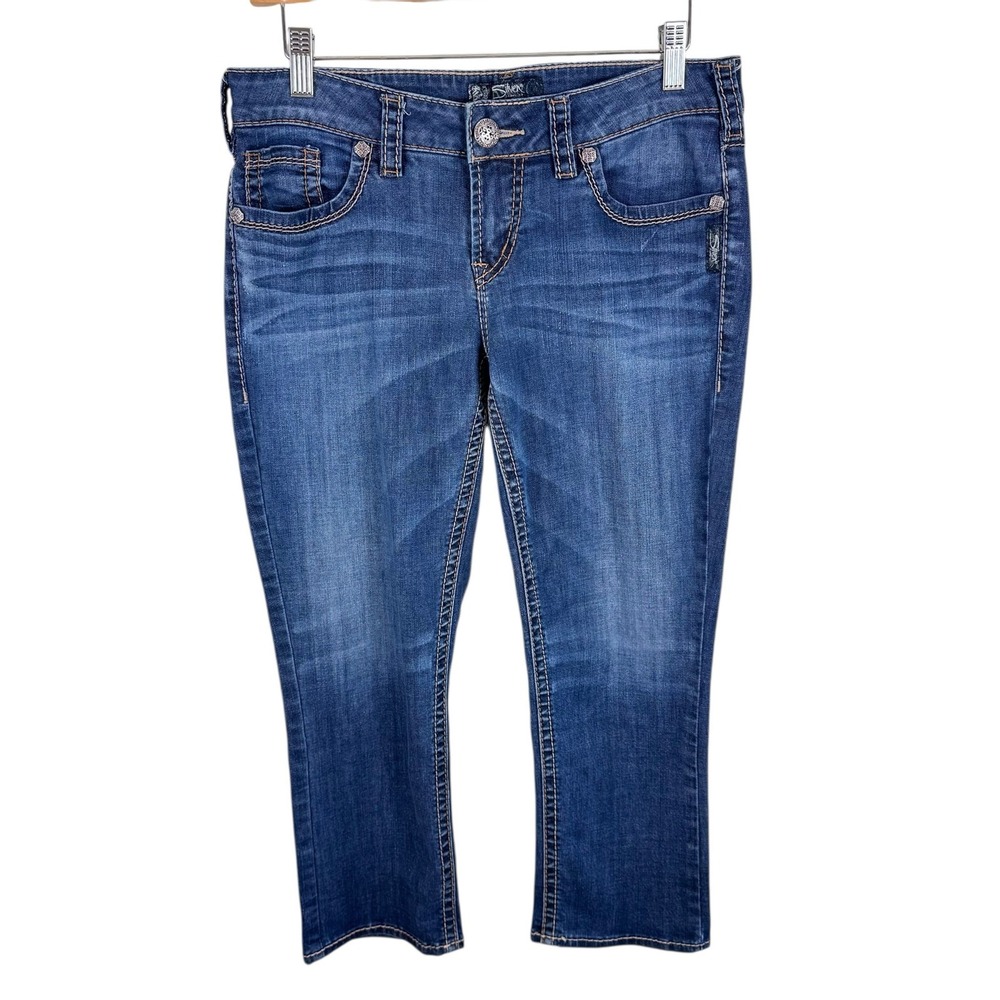 Silver Jeans Aiko Mid Capri Medium Wash Straight Leg Cotton Blend Women's Sz 29